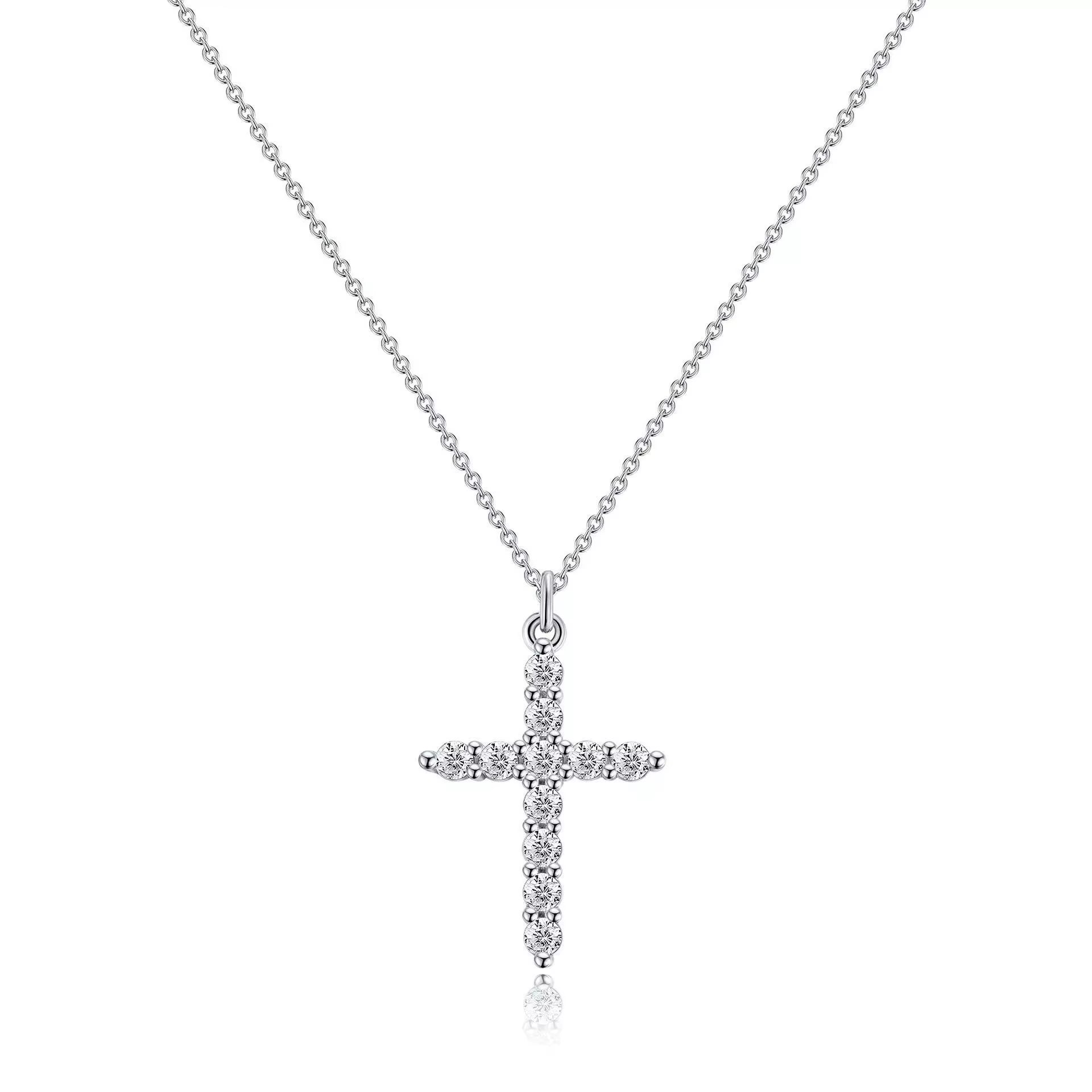 Cubic Zircon Rotatable Crown Cross Pendant Necklaces Classic Stainless Steel Chain Banquet Party Jewelry for Women Men