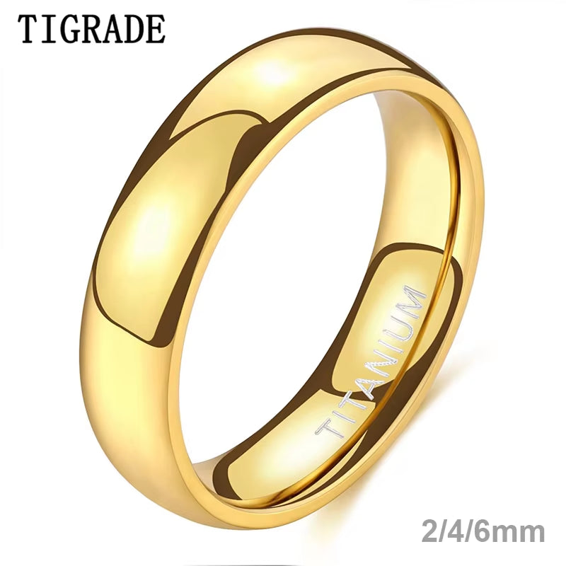 2Mm 4Mm 6Mm Titanium Ring Men Women 14K Gold Plated Dome High Polished Wedding Band Unisex Comfort Fit Size 3-13.5