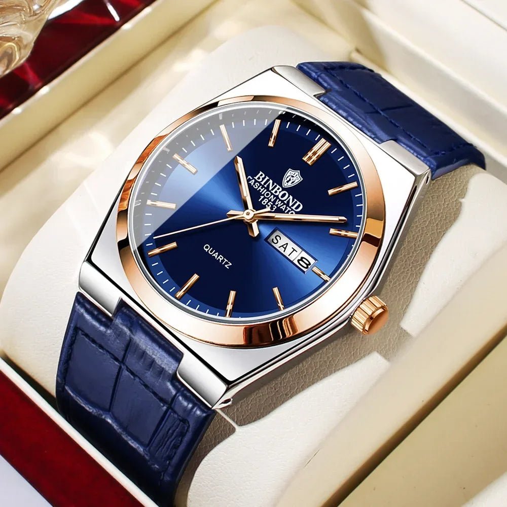 New Gifts Casual Business Top Blue Clock Men Luxury Watch Automatic Watches Mens Fashion Quartz Wristwatches Relogio Masculino