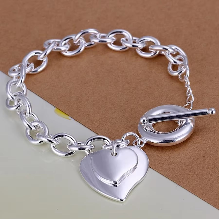 Fine 925 Sterling Silver Noble Nice Chain Solid Bracelet for Women Men Charms Party Gift Wedding Fashion Jewelry Hot Model
