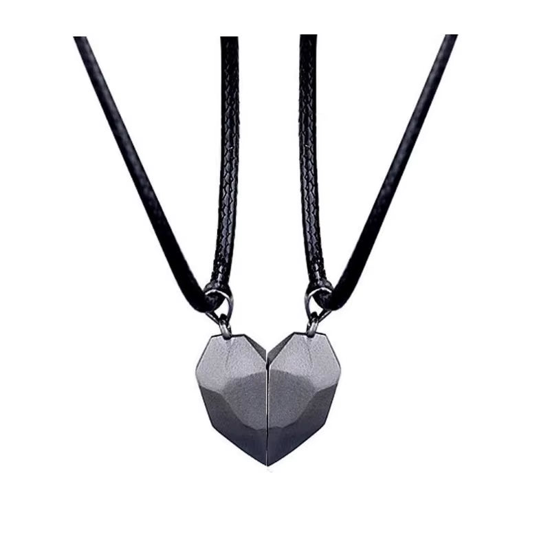 Good Simple Quality Couple Pendant Necklace Electrocardiogram,Magnetic Heart,Pendant Splicing Necklace Valentine'S Day Gifts