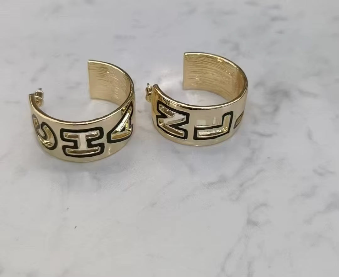 Gold Enamel Drip Hollow Out Narrow Bracelet Colorful Fashion Earrings Classic Style Luxury Look Lightweight Alloy Jewelry