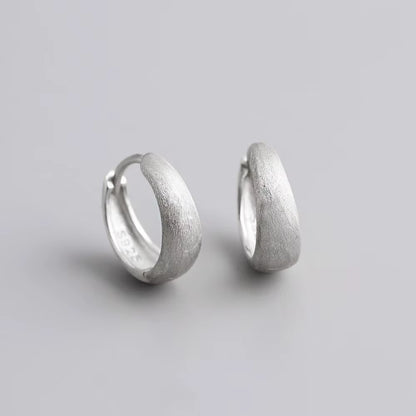 925 Sterling Silver Simple Wide Huggies Gothic Hoop Earrings for Women European Unisex Piercing Rock Jewelry Ear Buckles