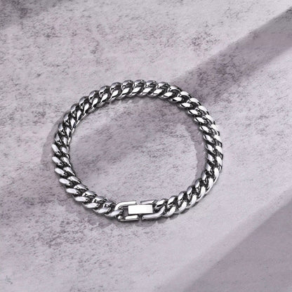 6/8/10/12Mm Cuban Chain Bracelets for Men Women, Solid Stainless Steel Curb Link Chain Wristband Jewelry
