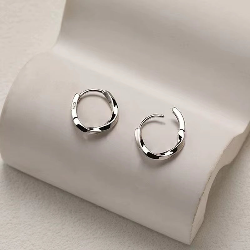 925 Sterling Silver round Stud Earrings for Women Simple Inlaid Design Hoops Earrings Wedding Party Jewelry Accessories Gifts