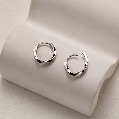 925 Sterling Silver round Stud Earrings for Women Simple Inlaid Design Hoops Earrings Wedding Party Jewelry Accessories Gifts