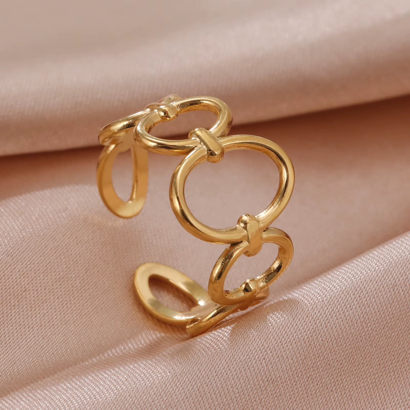 Stainless Steel Women Rings Geometric Heart Aesthetic Adjustable Open Finger Ring Fashion Party Jewelry Gifts Wholesale