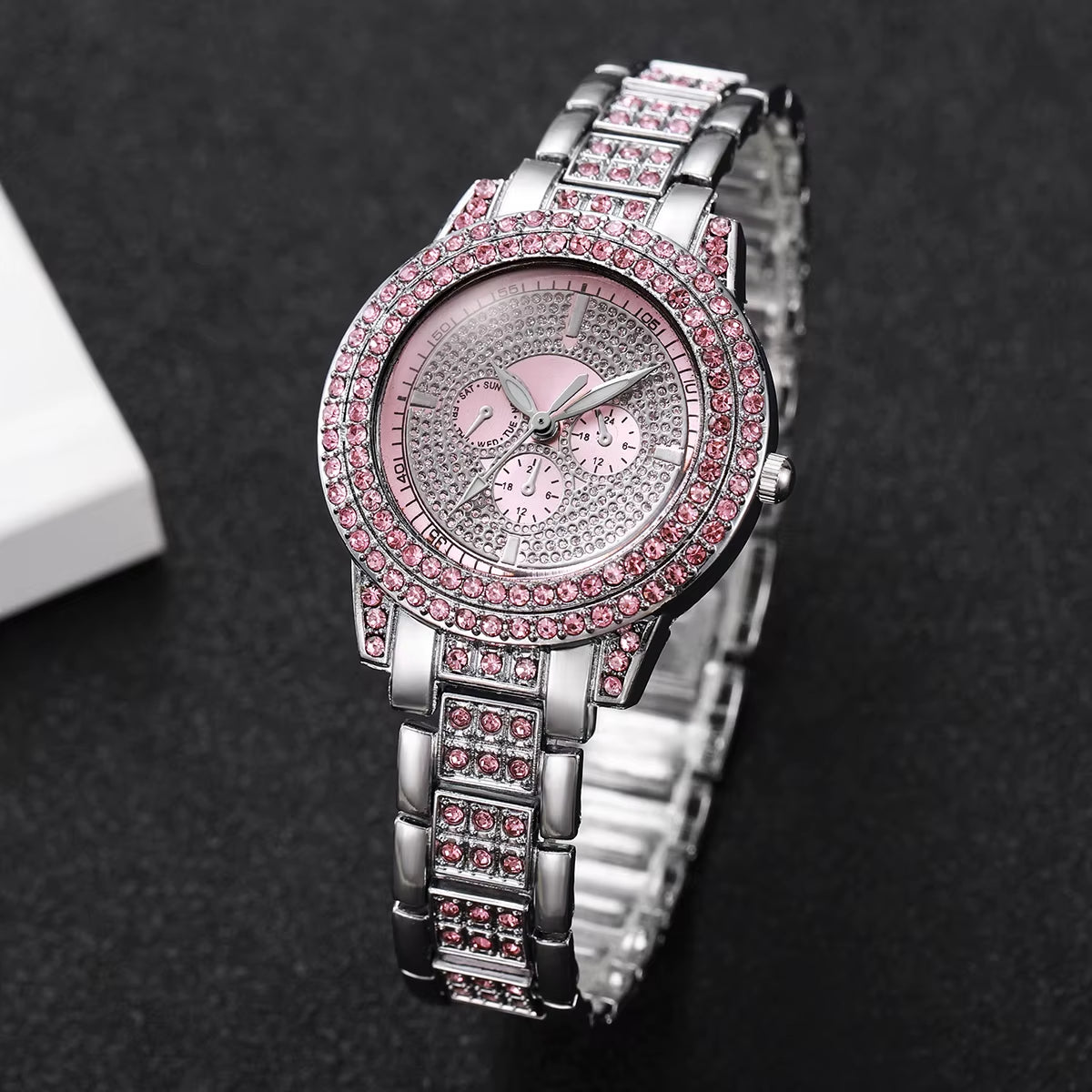 1/3PCS Luxury Rhinestone Women Watch Diamond Jewelry Set Elegant Steel Ladies Quartz Wristwatch Reloj Mujer（Without Box）