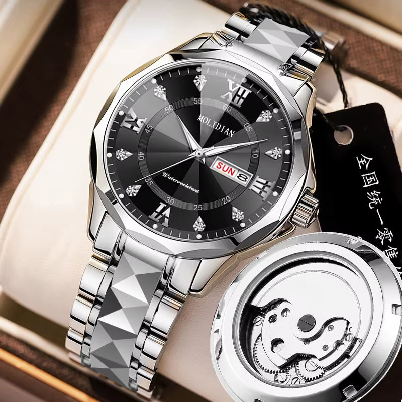 Roman Numerals Swiss Fully Automatic Mechanical Watch Men'S Watch Waterproof Night Light Tourbillon Calendar Business Hollow