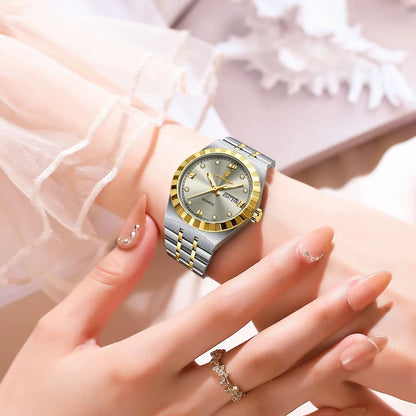 Luxury Original Ladies Watch Luminous Waterproof Week Date Woman Wristwatch Stainless Steel Women Quartz Watches Female