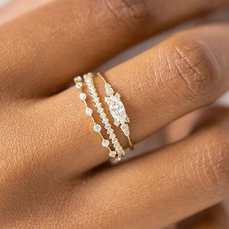 New INS Gold Color Noble Trend Dainty Rings for Women Entry Lux Zircon Midi Finger Rings for Girl Anniversary Jewelry KAR229