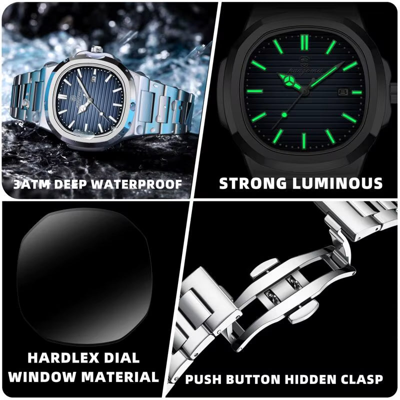 Luxury Men Quartz Watch Waterproof Date Week Luminous Wristwatch Stainless Steel Men'S Watches Male Clock Sports Reloj