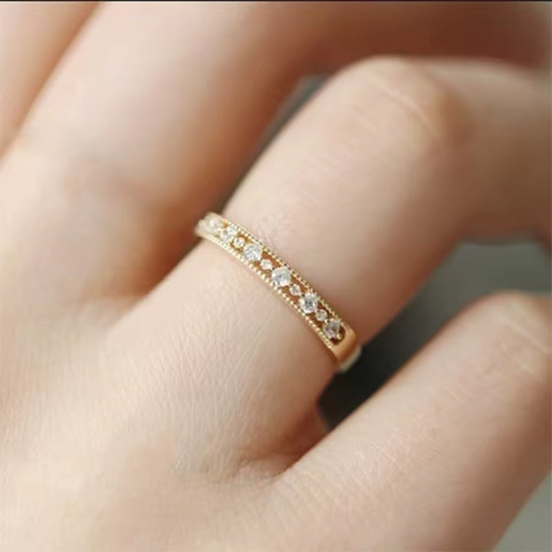 New INS Gold Color Noble Trend Dainty Rings for Women Entry Lux Zircon Midi Finger Rings for Girl Anniversary Jewelry KAR229