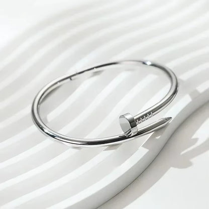 Stainless Streel Gold Silver Solid Metalic Bangle Cuff New Design Nail Fashion Women Teenager Girls Bracelet Jewelry Wristband