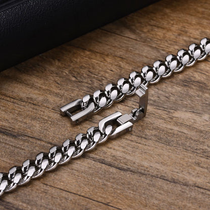 6/8/10/12Mm Cuban Chain Bracelets for Men Women, Solid Stainless Steel Curb Link Chain Wristband Jewelry