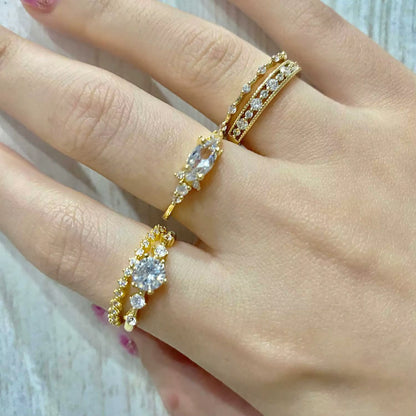 New INS Gold Color Noble Trend Dainty Rings for Women Entry Lux Zircon Midi Finger Rings for Girl Anniversary Jewelry KAR229