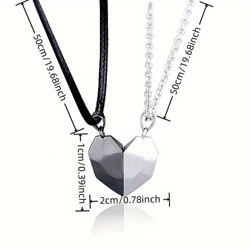 Good Simple Quality Couple Pendant Necklace Electrocardiogram,Magnetic Heart,Pendant Splicing Necklace Valentine'S Day Gifts