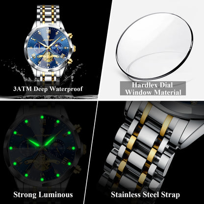 Luxury Men Watch Top Original Waterproof Luminous Chronograph Man Wristwatch Stainless Steel Quartz Men'S Watches Reloj