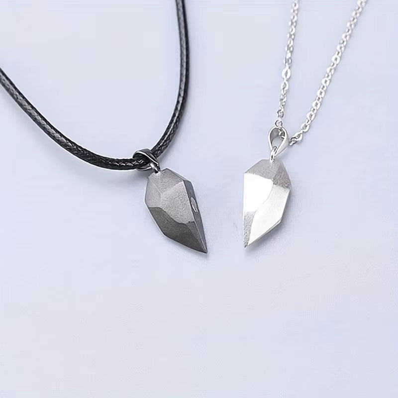 Good Simple Quality Couple Pendant Necklace Electrocardiogram,Magnetic Heart,Pendant Splicing Necklace Valentine'S Day Gifts