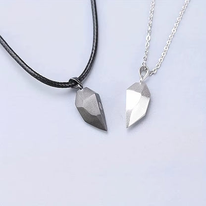 Good Simple Quality Couple Pendant Necklace Electrocardiogram,Magnetic Heart,Pendant Splicing Necklace Valentine'S Day Gifts
