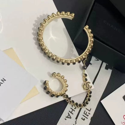 Gold Enamel Drip Hollow Out Narrow Bracelet Colorful Fashion Earrings Classic Style Luxury Look Lightweight Alloy Jewelry