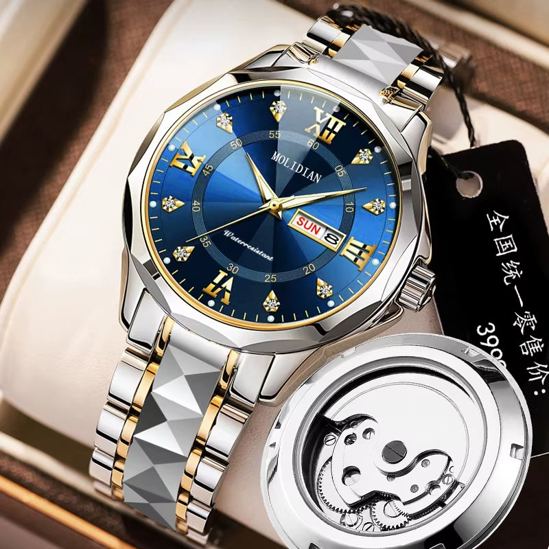 Roman Numerals Swiss Fully Automatic Mechanical Watch Men'S Watch Waterproof Night Light Tourbillon Calendar Business Hollow