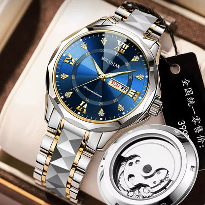 Roman Numerals Swiss Fully Automatic Mechanical Watch Men'S Watch Waterproof Night Light Tourbillon Calendar Business Hollow