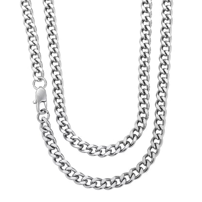 Basic Punk Stainless Steel 3,5,7Mm Curb Cuban Necklaces for Men Women Black Gold Color Link Chain Chokers Solid Metal Jewelry