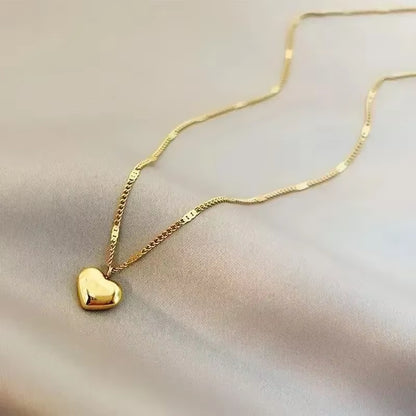 New Cross-Border Couple Cavicle Chain Geometric Heart-Shaped Light Luxury Temperament Simple Sweet Love Pendant Necklace Jewelry