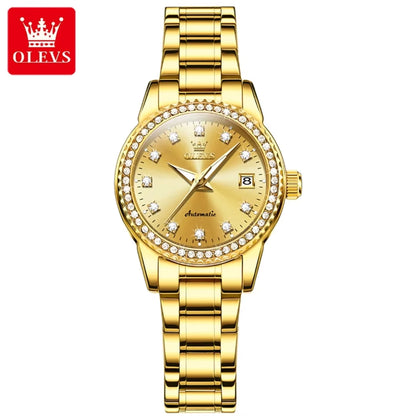 7003 Mechanical Fashion Watch Stainless Steel Watchband Round-Dial Wristwatch Calendar Luminous Woman Watch Automatic